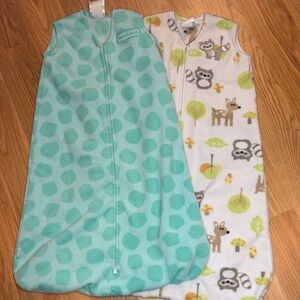 Halo Infant Sleep Sacks - Mint Green and White with Woodland Animals